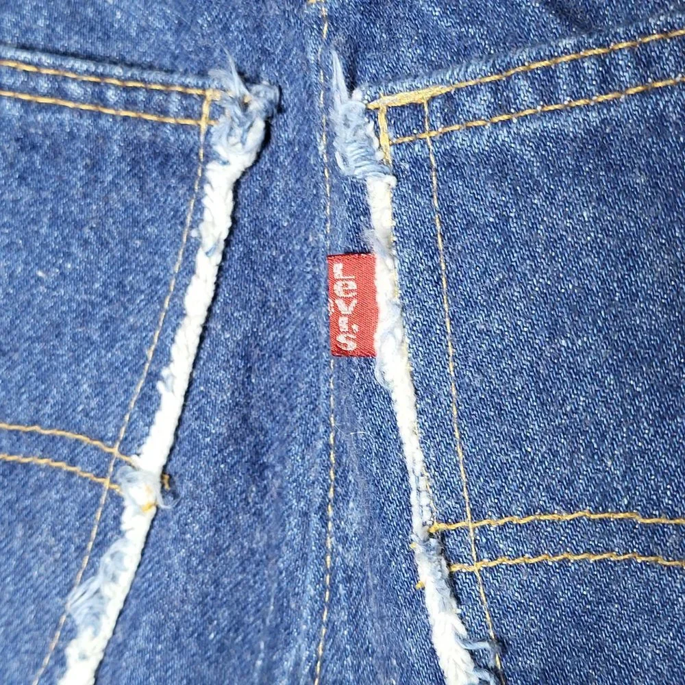 Levis Reworked Button Fly Fringe Denim Blue Jean Skirt 0 Upcycled Grunge Western